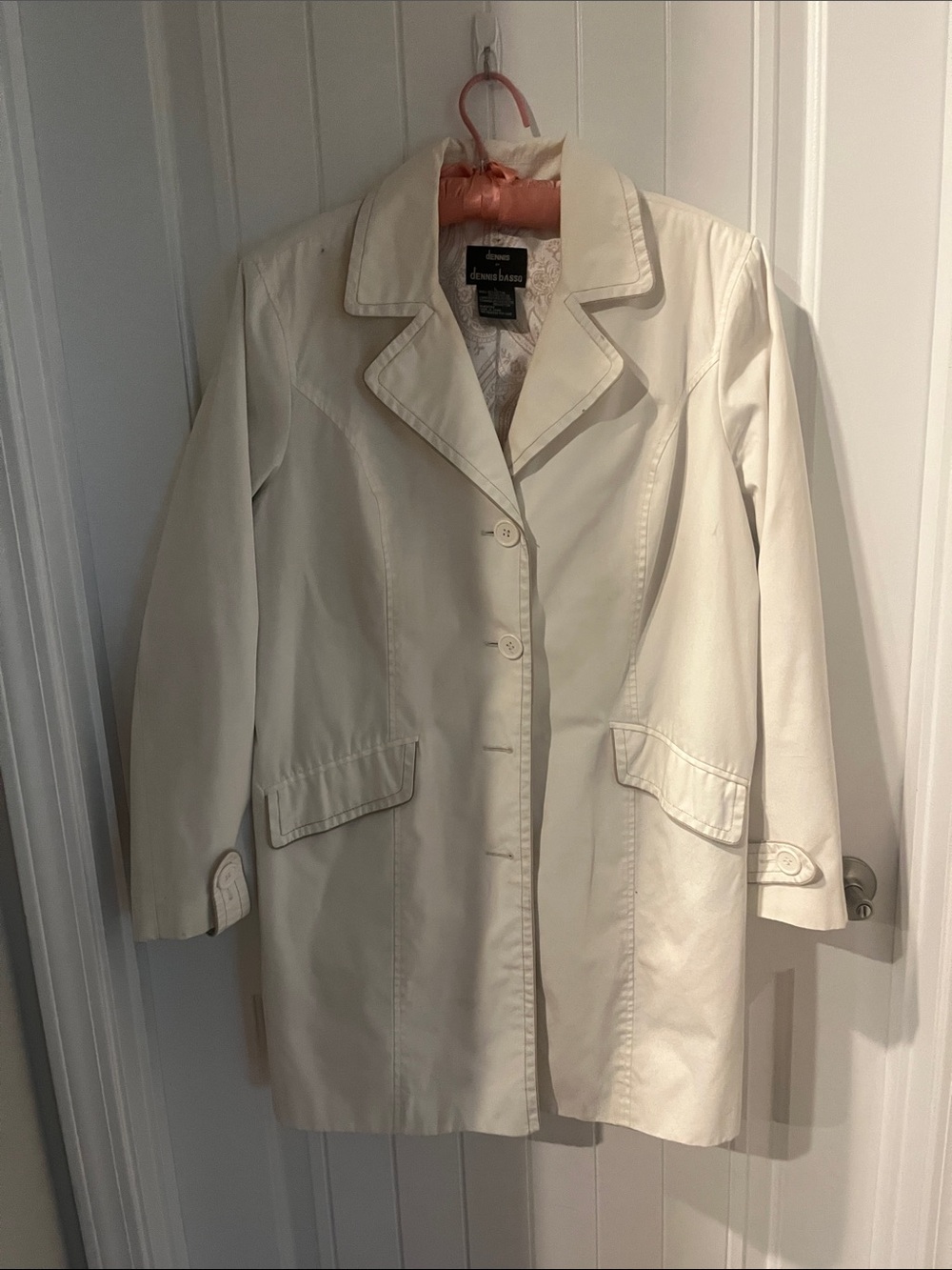 Dennis Basso Off-White Women's Trench Coat with matching scarf size L
